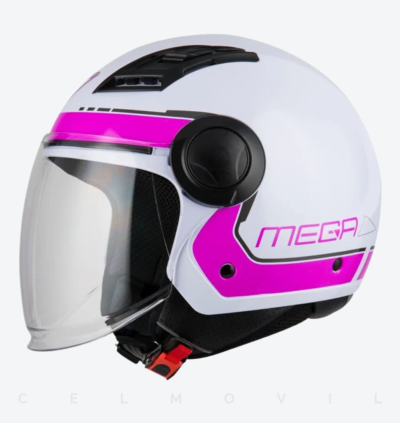 Casco Certificado Fibra Mega Piramid Blanco y Morado